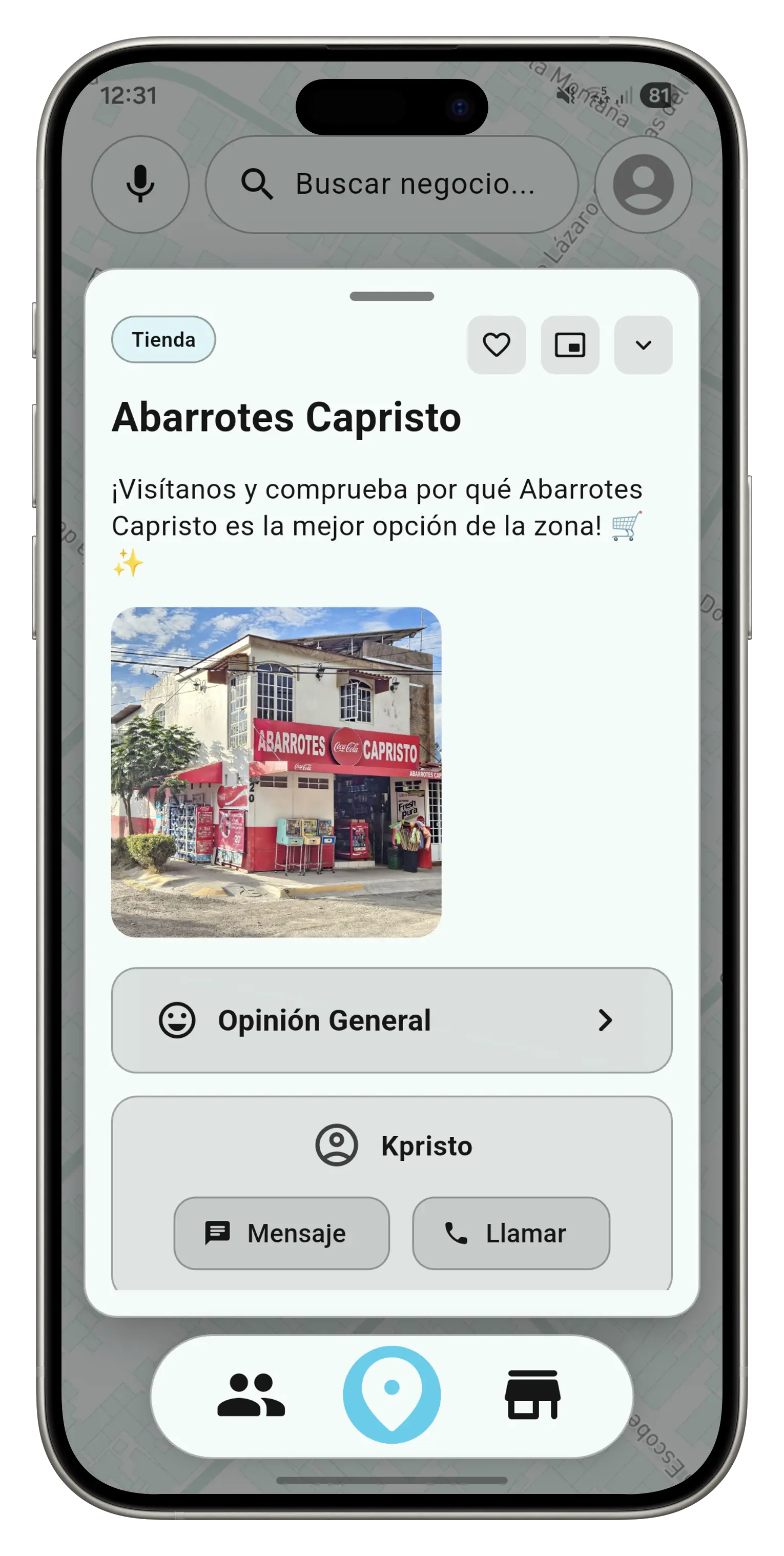 Mockup de la app Ournego en iPhone
